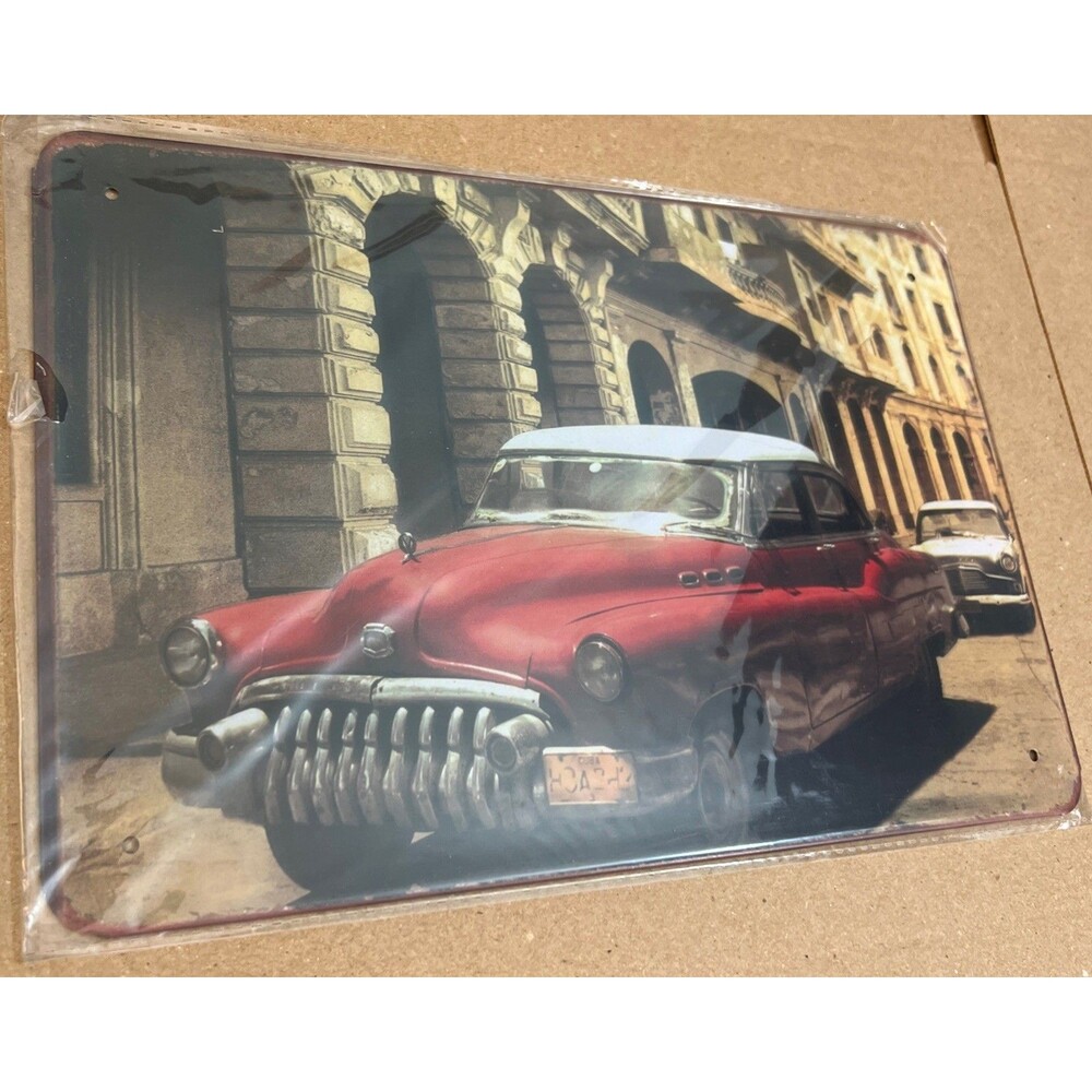 European Vintage Car Sign Romantic Travel Europe Metal Tin Wall Decor 12x8”